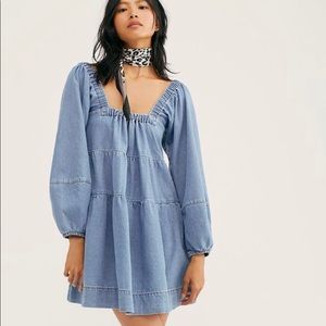 Free people denim babydoll dress